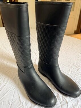 Target Black Quilted Tall Women's Rain Boots